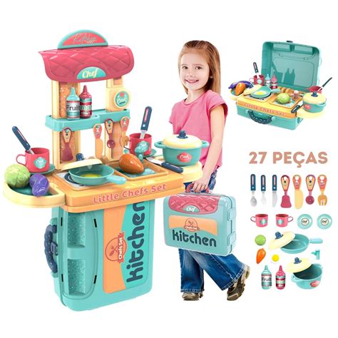 Kit Cozinha Infantil Grande Comidinha Brinquedo Menina 3 Em 1 Shopee