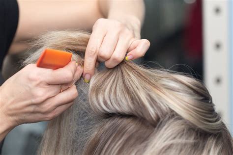 Hair Styling In A Beauty Salon Stock Photo Image Of Hand Beautician