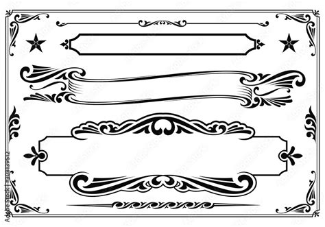 Vector Black And White Western Themed Banner Design Elements Stock