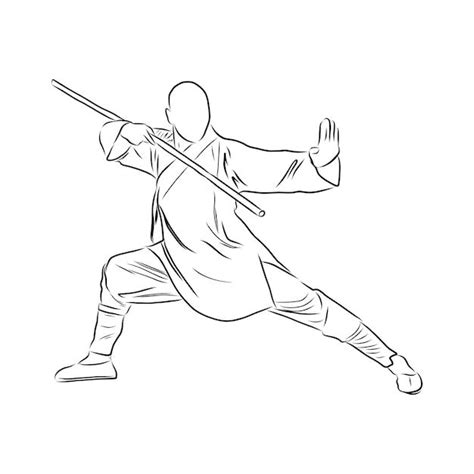 Desenho Vetorial De Lutador De Kung Fu Arte Marcial Chinesa De Kung Fu