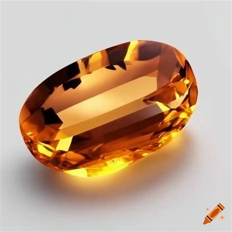 Amber Citrine Gemstone In A Shield Or Ember Shape With Octahedron