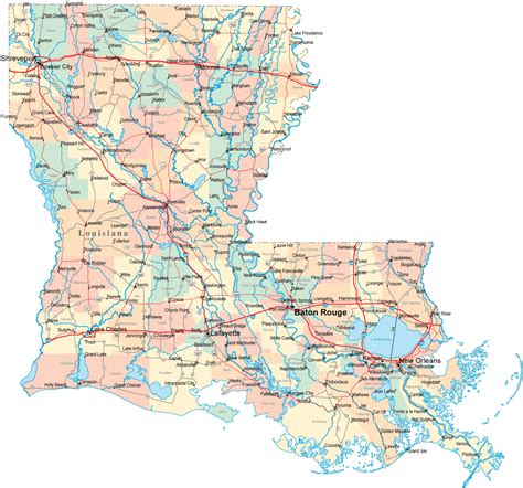 Printable Map Of State Map Of Louisiana Cities Counties And Parish