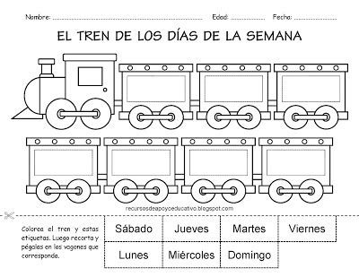 Recursos De Apoyo Educativo El Tren De Los D As De La Semana