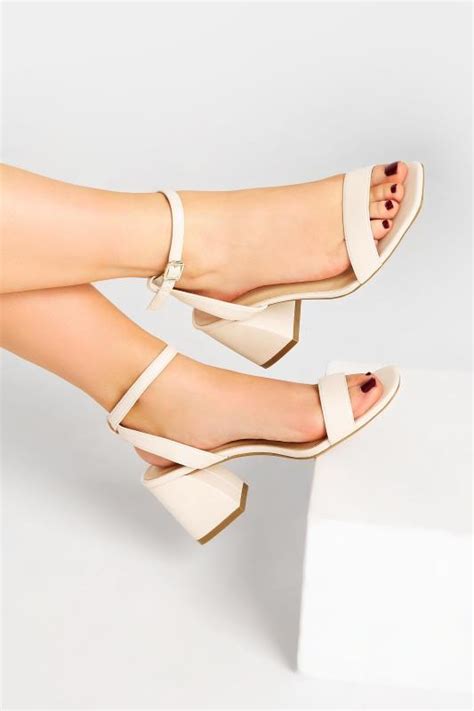 Limited Collection Nude Block Heel Sandals In Wide E Fit And Extra Wide Eee Fit Yours Clothing