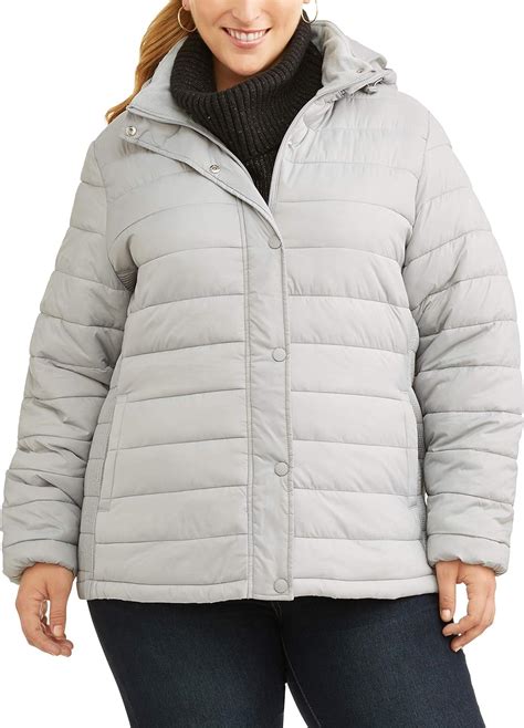 Time And Tru Plus Size 1x 5x Womens Hooded Bubble Puffer