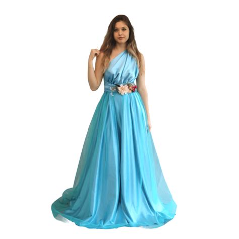 Rochie Versatila Lunga Domnisoare De Onoare Din Satin Cu Tulle Bleu