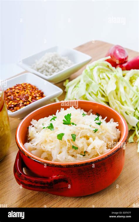 Homemade fermented cabbage sauerkraut Stock Photo - Alamy