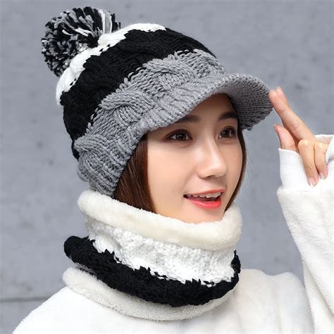 Balaclava Womens Knitted Hat Scarf Caps Neck Warmer Winter Hats For Men Women Skullies Beanies