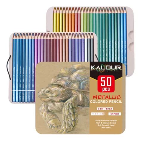 Kalour 50 Lapices De Colores Metalicos Nucleo Suave Con Col Envío gratis