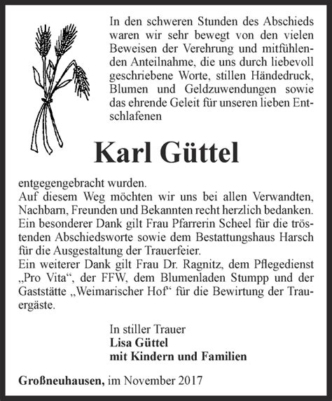 Traueranzeigen Von Karl G Ttel Trauer In Thueringen De