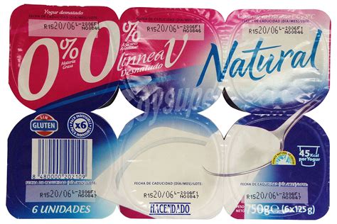 Hacendado Yogur Desnatado Natural Pack De X Gr