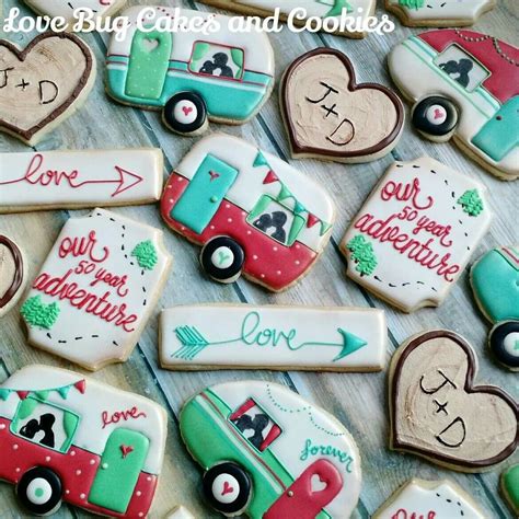 Kissing Camper Anniversary Cookies Summer Cookies Fancy Cookies Iced