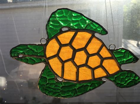 Stained Glass Sea Turtle Suncatcher Etsy