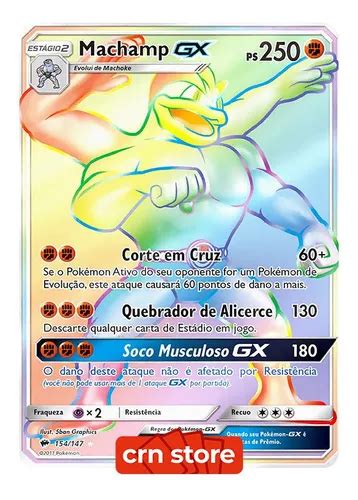 Carta Pok Mon Machamp Gx Rainbow Sombras Ardentes Parcelamento Sem Juros