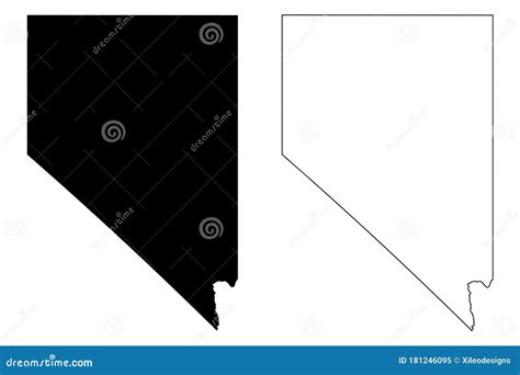 Nevada NV State Maps. Black Silhouette And Outline Isolated On A White Background. EPS Vector ...