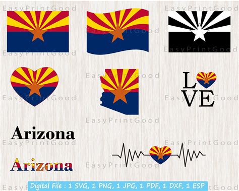 Arizona Flag Svg Arizona Flag Arizona State Svg Love Arizona Waving Arizona Arizona Flag Heart