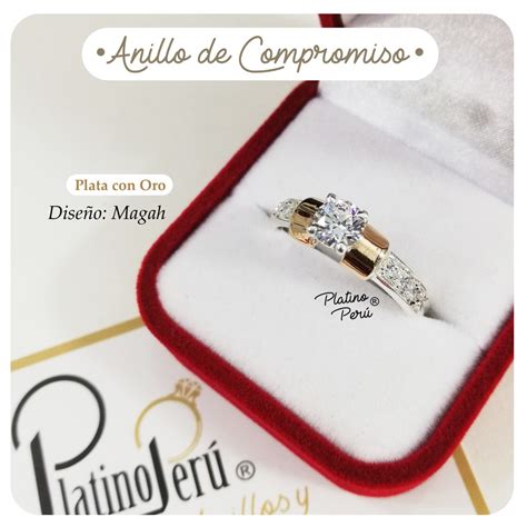 Anillo Compromiso De Plata Y Oro K Magah Platino Per Joyer A