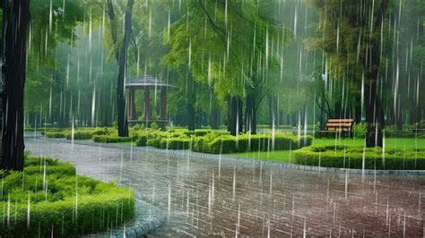 Calm Rain Sounds In The Park Stress Relief Mind Healing Study