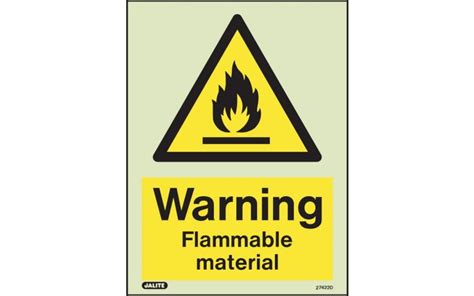 Warning Flammable material sign | Photoluminescent Fire Safety Signs