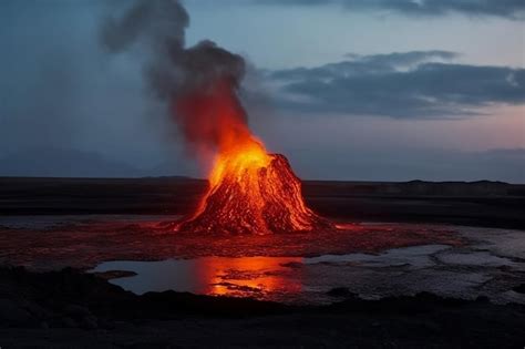 Premium AI Image Burning Volcano In The Volcano Generative AI