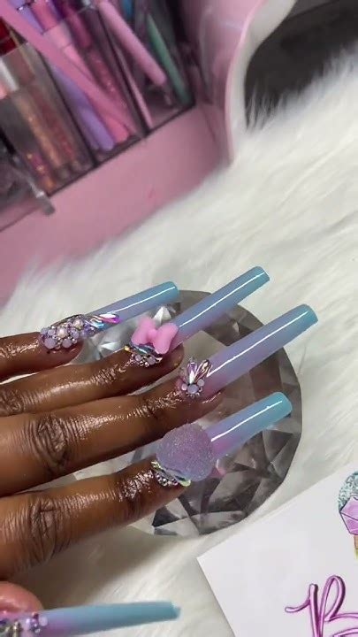 Ombré Cotton Candy Acrylic Nails 💅🏽 Wbarbie Bling 💎 Barbiepinkbeauty