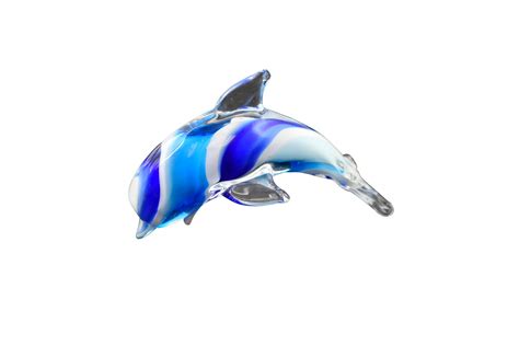 Glass Art White And Blue Glass Dolphin