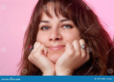 Woman Portrait On Pink Background Stock Photo Image 19511080