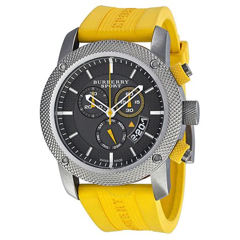 Burberry Sport Chronograph Grey Dial Yellow Rubber Men's Watch BU7712 - Burberry - Watches ...