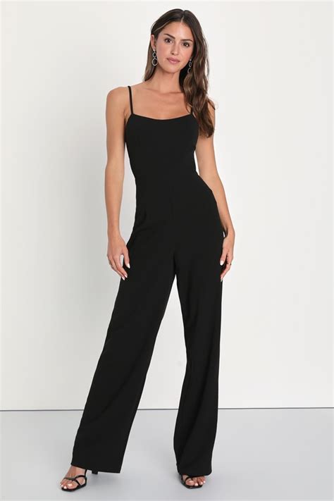 Black Sleeveless Jumpsuit Cutout Jumpsuit Wide Leg Jumpsuit Lulus