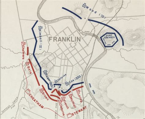 Franklin Tennessee Confederate Attack Side By Side Battle Map Battle