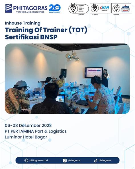 Inhouse Training Of Trainer Tot Sertifikasi Bnsp Pt Pertamina Port