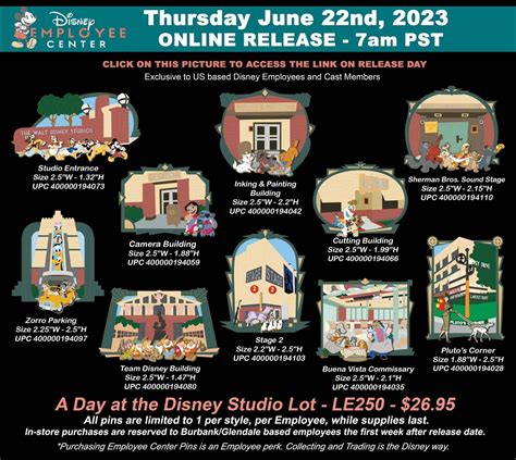 A Day At The Disney Studio Lot Pins At Disney Employee Center Disney