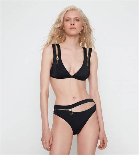 Buy Trendyol Zipper Bikini Brief In Black 6thStreet Bahrain