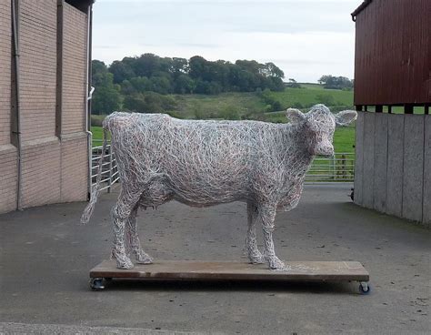 Wire Cattle Sculptures For Sculpture Parks And Gardens Made In Steel