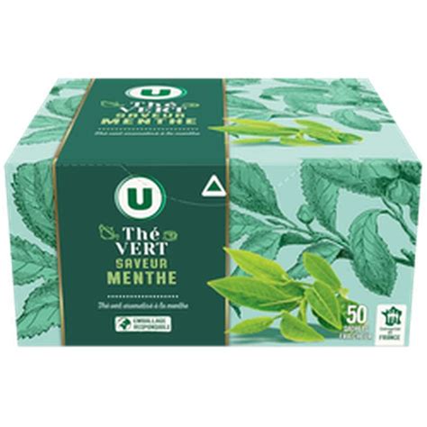 Thé vert saveur menthe U 50 sachets 100 g La Belle Vie Courses