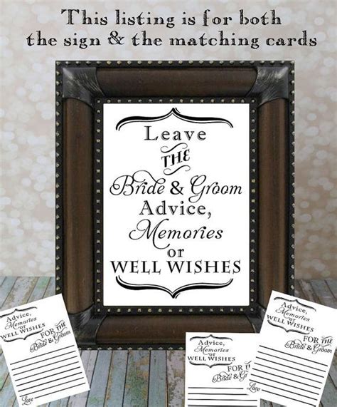 Leave The Bride And Groom Advice Memories Or Well Wishes And Advice Card