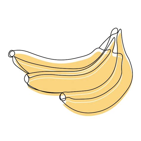 Premium Vector Bananas Black Contour With Color Fruit Illustration