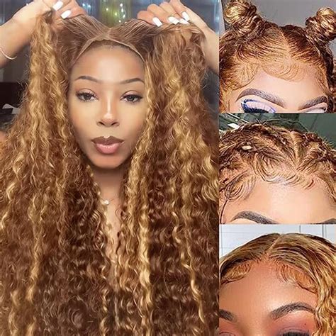 Amazon Ombre Lace Front Wig Human Hair Curly X Highlight