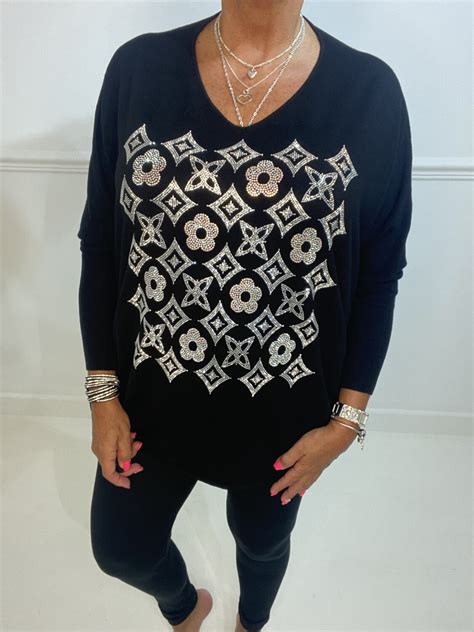 Black Lucinda Sparkly Jumper Sparkles Boutique