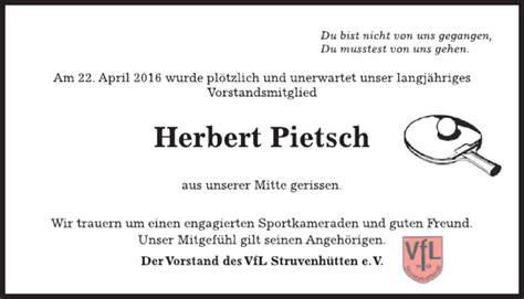 Traueranzeigen Von Herbert Pietsch Trauer Anzeigen De