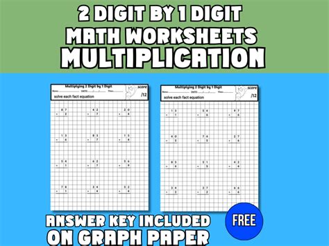 2 Digit By 1 Digit Long Division With And No Remainders On Graph Paper Freebie Teaching Resources