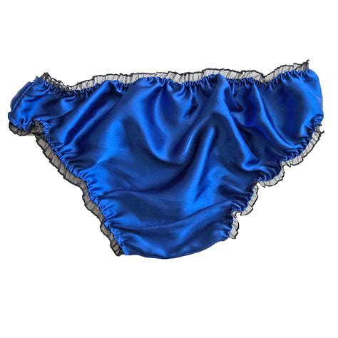 ROYAL BLEU SATIN Frilly Sissy Panties Bikini knicker Sous vêtements