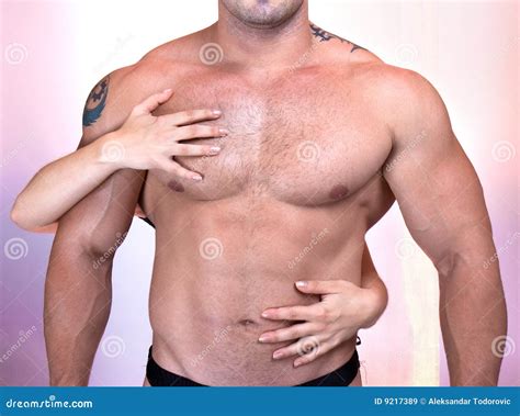 Woman S Hands On A Man S Torso Stock Image Image Of Girl Naked 9217389