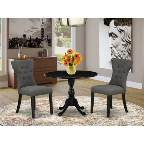 East West Furniture Dublin Piece Wood Dining Set In Black Dark Gotham