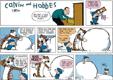 Calvin and Hobbes Snowman Theme Cartoons