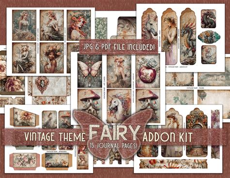 Vintage Junk Journal Ephemera Kit Digital Download Magical Fairy