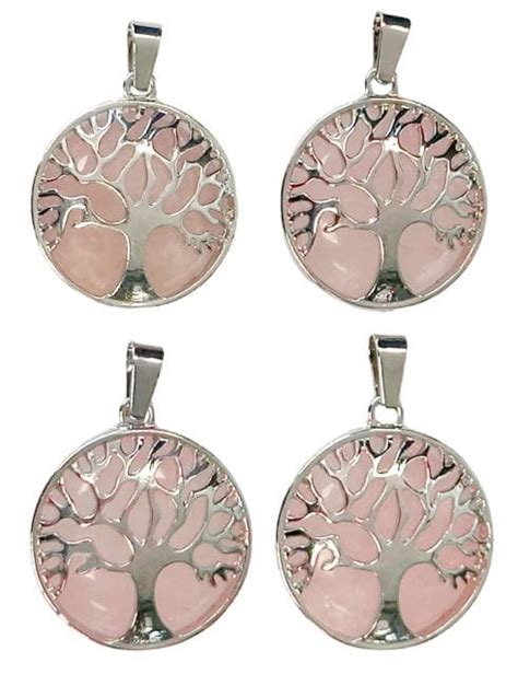 Pendentif M Tal Arbre De Vie Quartz Rose A Mm X Pendentifs