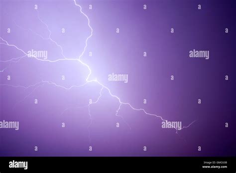 Lightning Strikes At Night Stock Photo Alamy