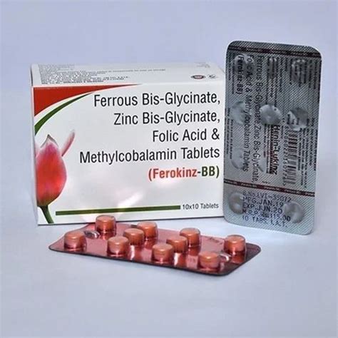 Ferrous Bis Glycinate Zinc Folic Acid Methylcobalamin Tablets At Rs