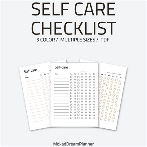 Self Care Checklist Wellness Journal Self Care Journal Wellness Journal